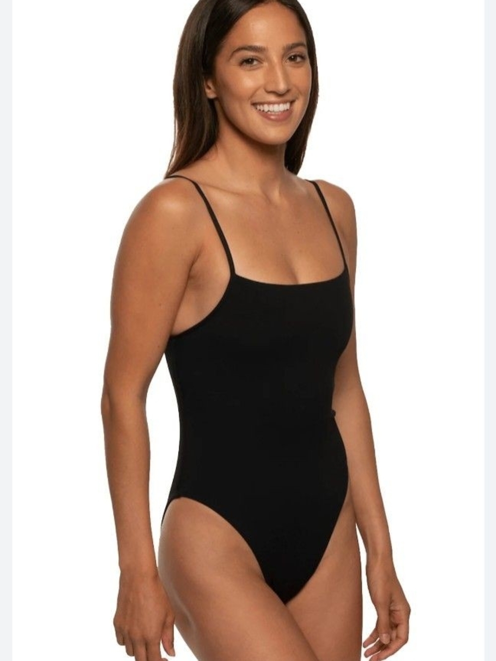 Jolyn Clothing Black Slim-Strap One-Piece Swimsuit
